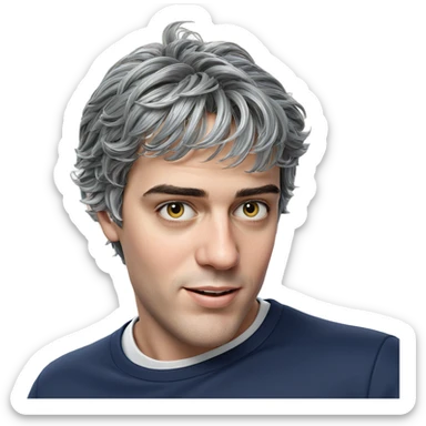 grey haired boy portrait sticker