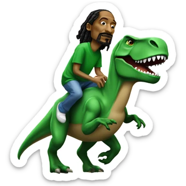 Snoop dogg riding a green t-Rex sticker