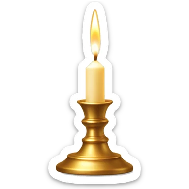 White Candle on golden candlestick sticker