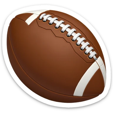 "iOS style football emoji, brown with white stitches, smooth texture, no background" sticker