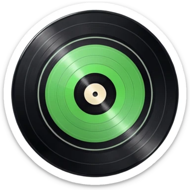 Vinyl record with green point inside sticker