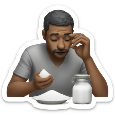 Man smelling salt on table sticker