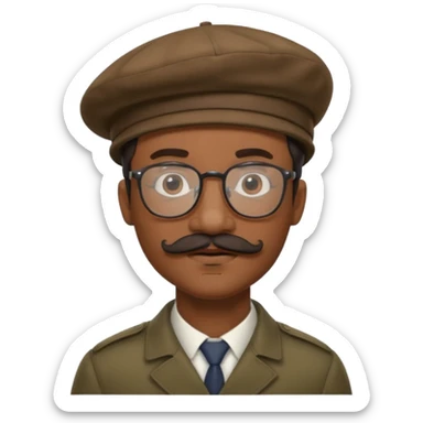 A black man with a mustache, wearing glasses, and a beret tilted to the right. sticker