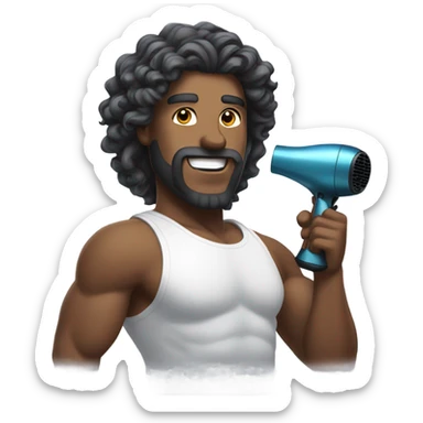 Male god using a hair dryer  sticker