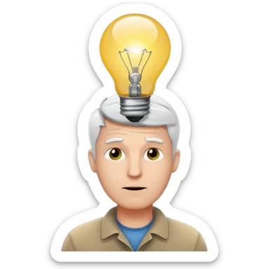 A white man came up with an idea, a light bulb appeared sticker