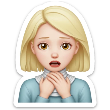 Girl choking them self dramatic  with both hands around their neck sticker