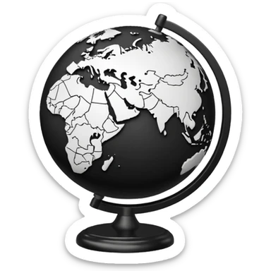 Black and white line work globe sticker
