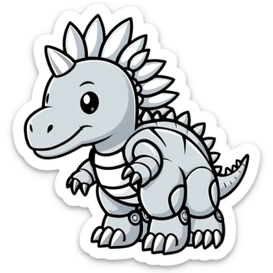 Silver robot stegosaurus sticker