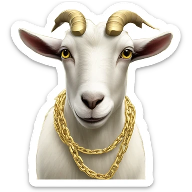 A Goat with gold chains and money and a cap  sticker