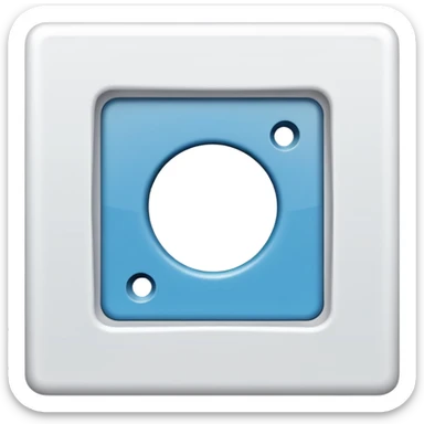 White rotated square (45°) with a centered square hole, solid bright blue background, flat vector style, no text, no shadow, 512x512 PNG. sticker