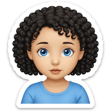a girl tan baby with black curly hair and blue eyes sticker