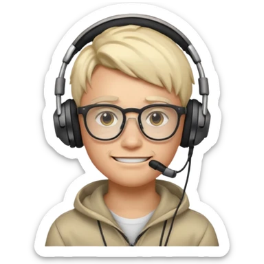 It’s a relaxed selfie of you wearing a glowing gaming headset, glasses, and piercings, lit by red and purple room lights, with a soft, tired-smirk expression.

 sticker