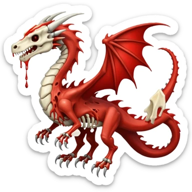  White skeletal skeleton bone dragon with some blood sticker