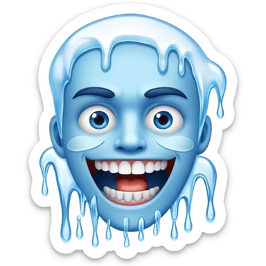 Shivering blue face with chattering teeth and icicles sticker