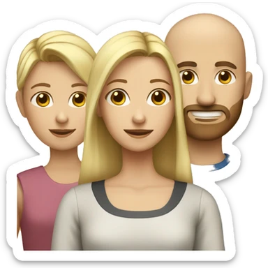 Family, woman with blonde hair, man with no hair and a brown beard and one child (girl) with blonde hair sticker