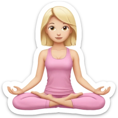 blonde yoga girl light pink clothes n sticker