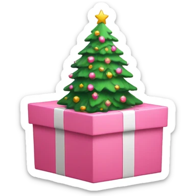 cute pink box christmas tree sticker