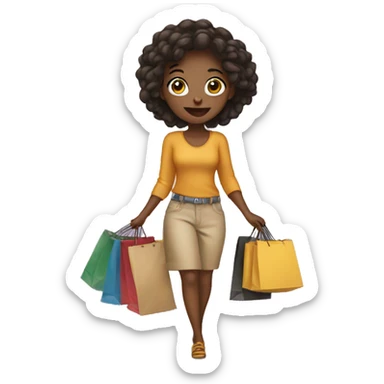 girl with shopping bags sticker