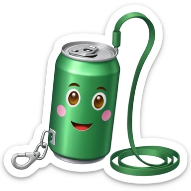 Green Soda can on leash  sticker