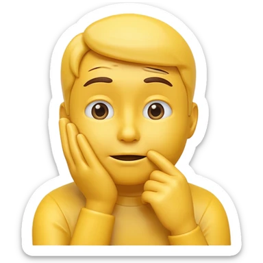 3D render of a yellow thinking face emoji with hand on chin, same expression and color as 🤔, smooth glossy surface, realistic lighting, no body, clean background sticker