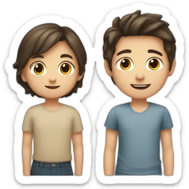 one white older brother with dark hair, one little brother with light hair one tanned sister with brown hair sticker