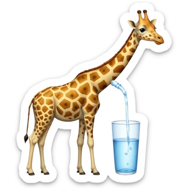 High resolution giraffe lean its neck to drink sticker