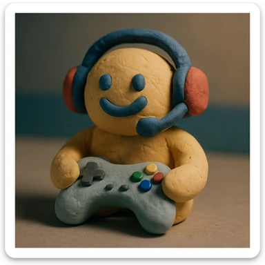 gaming mascot with a game controller and gaming headset sticker