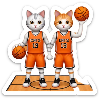 2 cats who just won a basketball game on a team called cats sticker