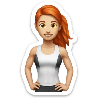 redhead fitness girl with m sticker
