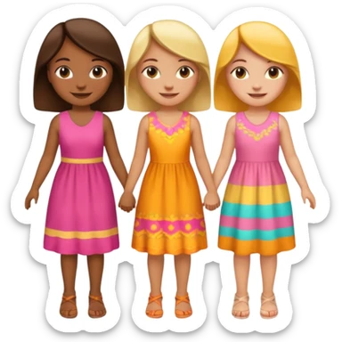 3 girls holding hand sticker