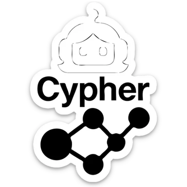 Recolor the robot head blue and change the design to look like a female robot, keeping the 'Cypher' text and graph database node-link motif. sticker