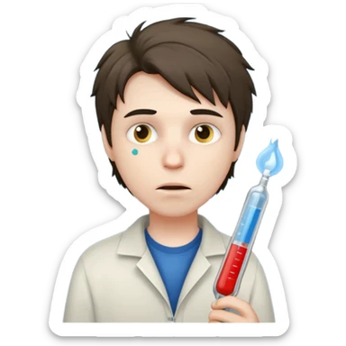 persona enferma con un termometro en la boca  pero que no tenga ropa de enferma  sticker