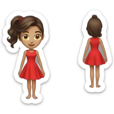 Adolescente de 17 ans brune avec une robe rouge sticker