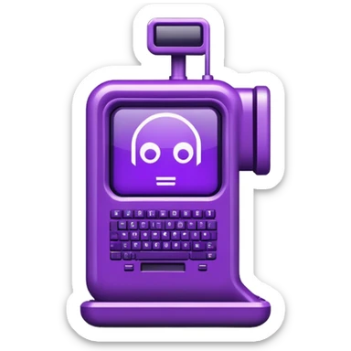 A futuristic terminal prompt colored purple ascii characters retro style sticker