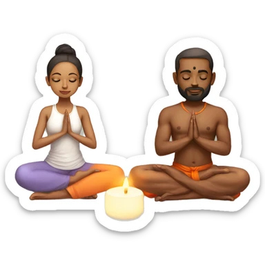 Yoga couple Hindu prayer light skin  sticker