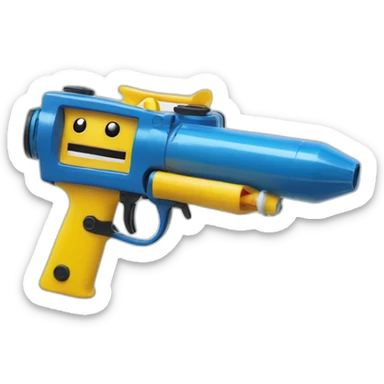 scared smiley metal water gun on head sticker