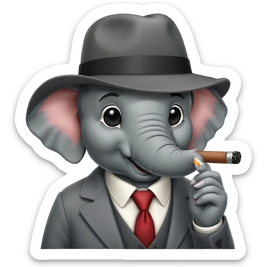elephant mafia boss with hat and cigar sticker