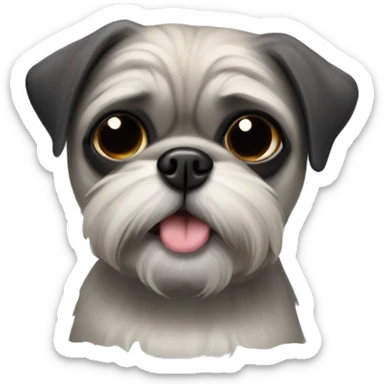 Shitzu pug mix breed dog with black and gray hair sticker