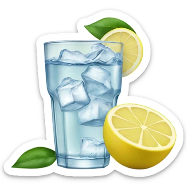 Iced water with lemon wedge sticker