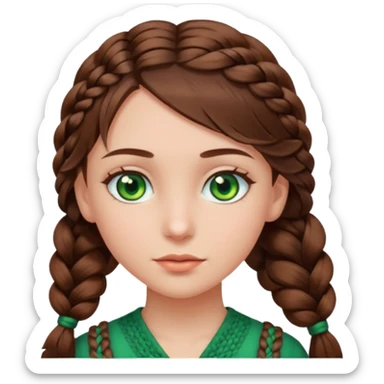 D’une fille au yeux vert avec les cheveux marron mode tresse collée et voilà  sticker