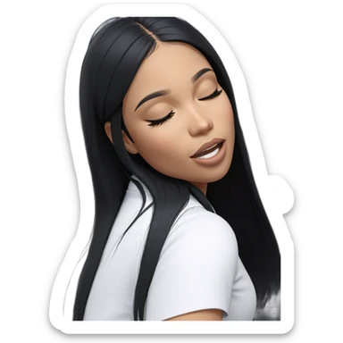 serene girl with closed eyes sticker