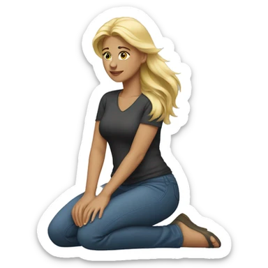 blonde woman kneeling  sticker
