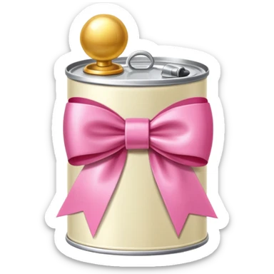 cream can with pink ribbon sticker