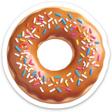 a realistic glazed donut with sprinkles, 3D emoji style sticker
