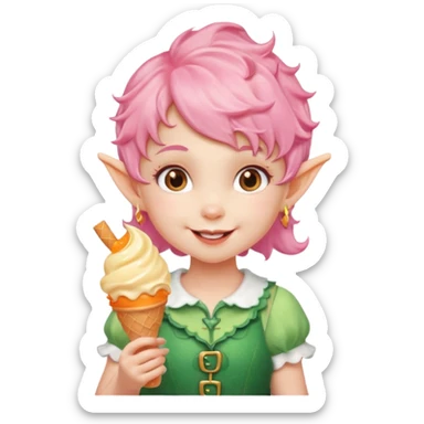 
baby girl elf in pink wavy short hair with orange ice cream




 sticker