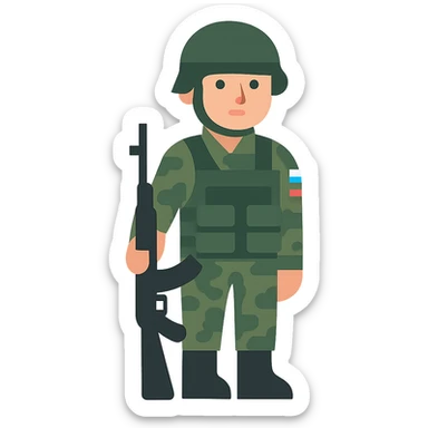 flat design style Russian soldier sticker