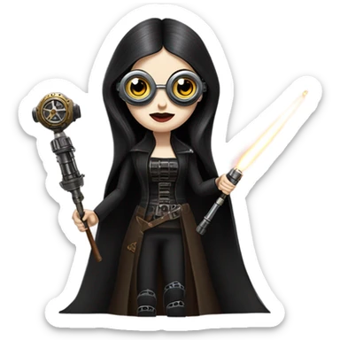 Jedi Morticia Addams piloting a Jumpspeeder anti-gravity repulsorlift swoop steampunk  sticker