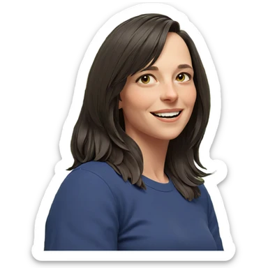 smiling girl with green plant sticker