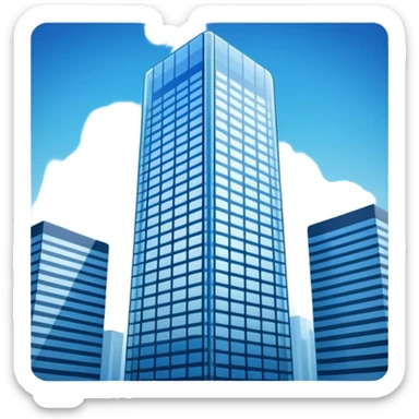 tall glass skyscraper, apple emoji style, company headquarters sticker