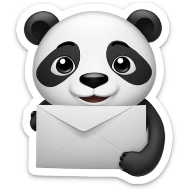 Panda smiling and holding notification letter sticker